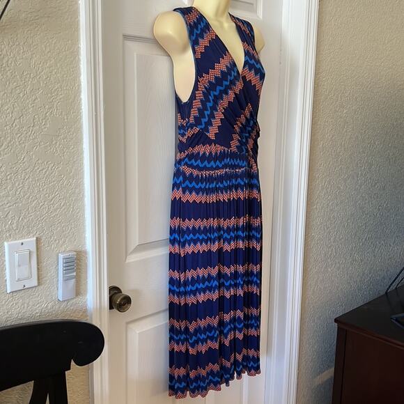 Plenty Tracy Reese Size L Print Knit Surplice Dress Woman Full Skirt Sleeveless - Picture 2 of 9